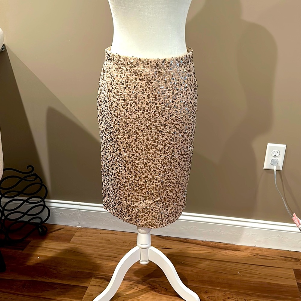 Gold Sequin Pencil Skirt